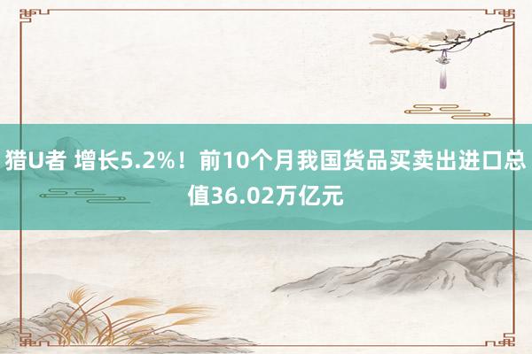 猎U者 增长5.2%！前10个月我国货品买卖出进口总值36.02万亿元